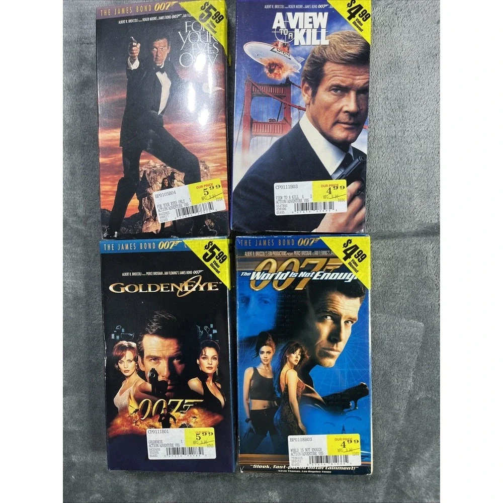Vintage Lot of 4 James Bond 80s‎ 90s VHS Tapes 007 Goldeneye New & Sealed NIP